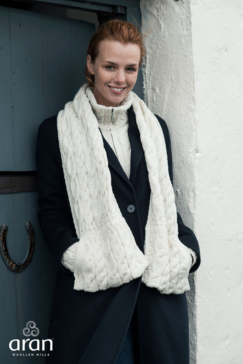 Ladies Supersoft Merino Wool Scarf with Pockets by Aran Mills - 4 Colours