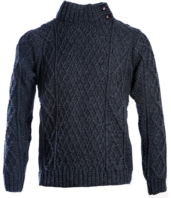 Men's Merino Wool Button Neck Jumper by Aran Mills - 3 Colours ...