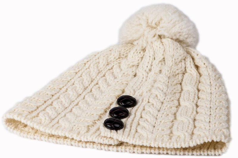 Women's Merino Wool Hat with Bobble by Aran Mills