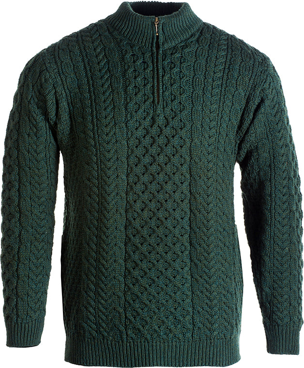 Men's Merino Wool Zip Neck Jumper by Aran Mills - 2 Colours