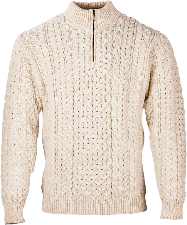 Men's Merino Wool Zip Neck Jumper by Aran Mills - 2 Colours