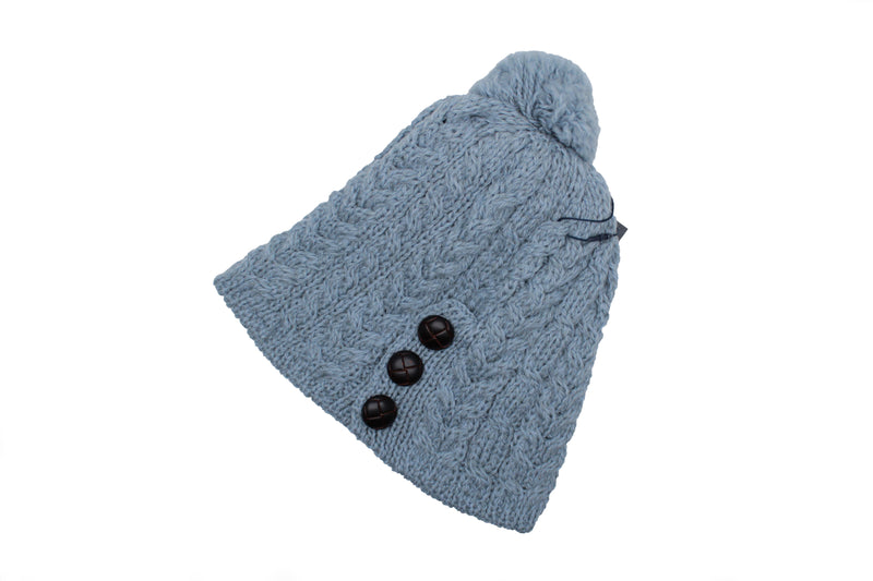 Women's Merino Wool Hat with Bobble by Aran Mills