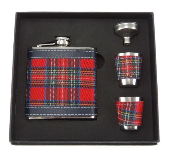 6oz Royal Stewart Hip Flask Set