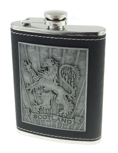 8oz Embossed Lion Rampant Hip Flask