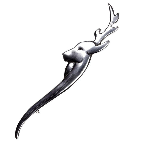 Curved Stag Pewter Kilt Pin - Polished
