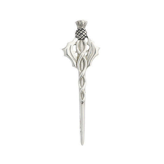 Entwined Thistle Pewter Kilt Pin - Polished