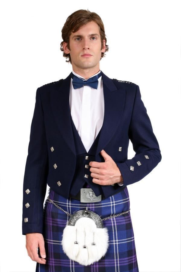 Navy Prince Charlie and 3 Button Vest - Made to Order | Scotland Kilt Co